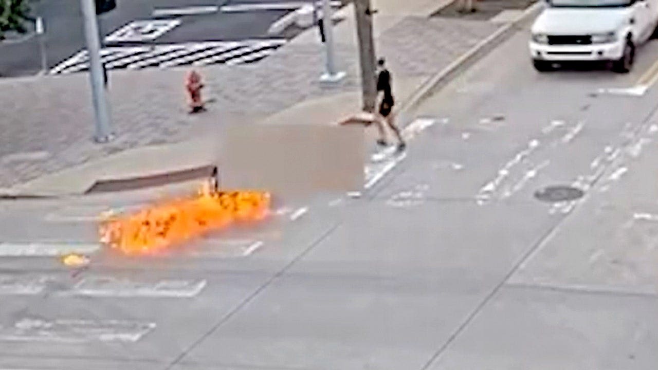 Man arrested after throwing Molotov cocktail at person in wheelchair near OKC police hq: Surveillance footage captures a man hurling a Molotov cocktail at a wheelchair-bound victim near Oklahoma City police headquarters before arrest. #OklahomaCity #MolotovCocktail #CrimeNews #WheelchairUser #SurveillanceFootage 1 4af55b12e0311a9afb6b91de5dfd0fa0003298c2