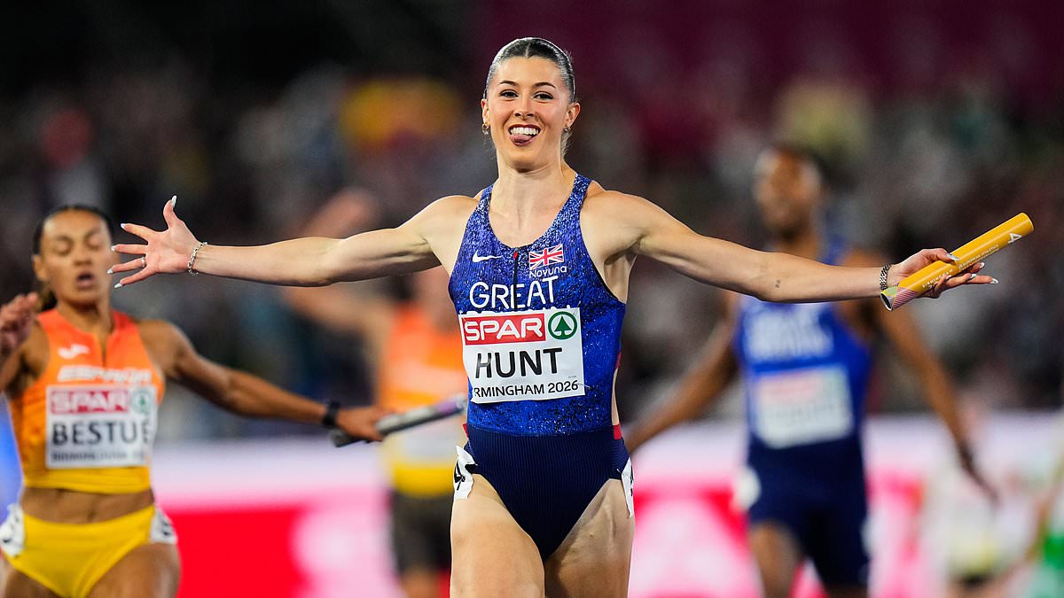 Amy Hunt makes history as 'track goddess' claims her FOURTH European Championships gold with Team GB mixed 100m relay triumph 1 93fe446fbb5e292a12e509708a10c423db10ea16768ba23e895f067b68645b24