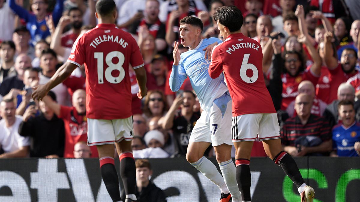 Phil Foden is SENT OFF in Manchester derby: City star is shown a straight red card for kicking out at Bruno Fernandes 1 1882d5b72827175aa32ae93997c1993c330fb557ec22871ac16aa1f65228ecfe