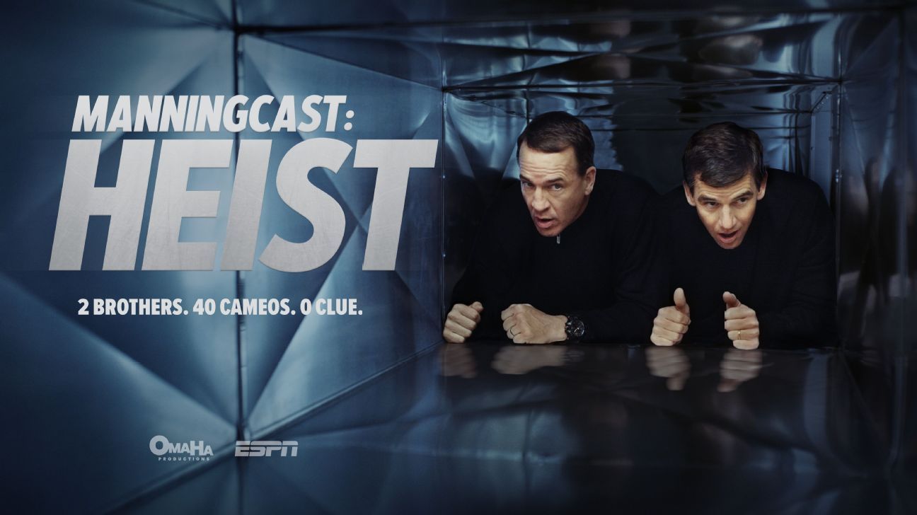 Peyton and Eli Manning in black jumpsuits? Manning brothers go behind the scenes of 'ManningCast: Heist' 1 4872914c42f3dff0e65af4835cef01a6c4976c59ef42a7f002d2bd99b8a7bae6