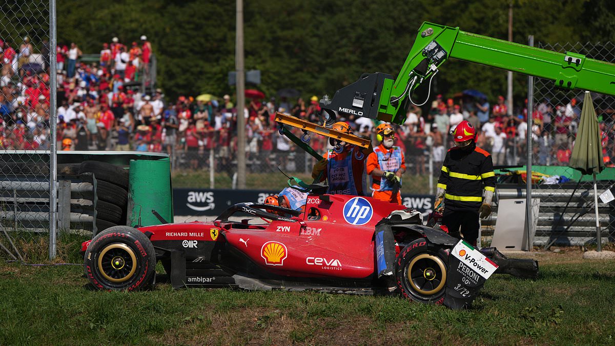Italian Grand Prix suspended as Ferrari's Charles Leclerc takes 160mph crash into barriers... just minutes after fuming team-mate Lewis Hamilton accused him of forcing him off the track 1 5a05c0d2cb942e48ea8ca86a81e411f74d2c7fbb8740edf5dea09ce884de2d8f