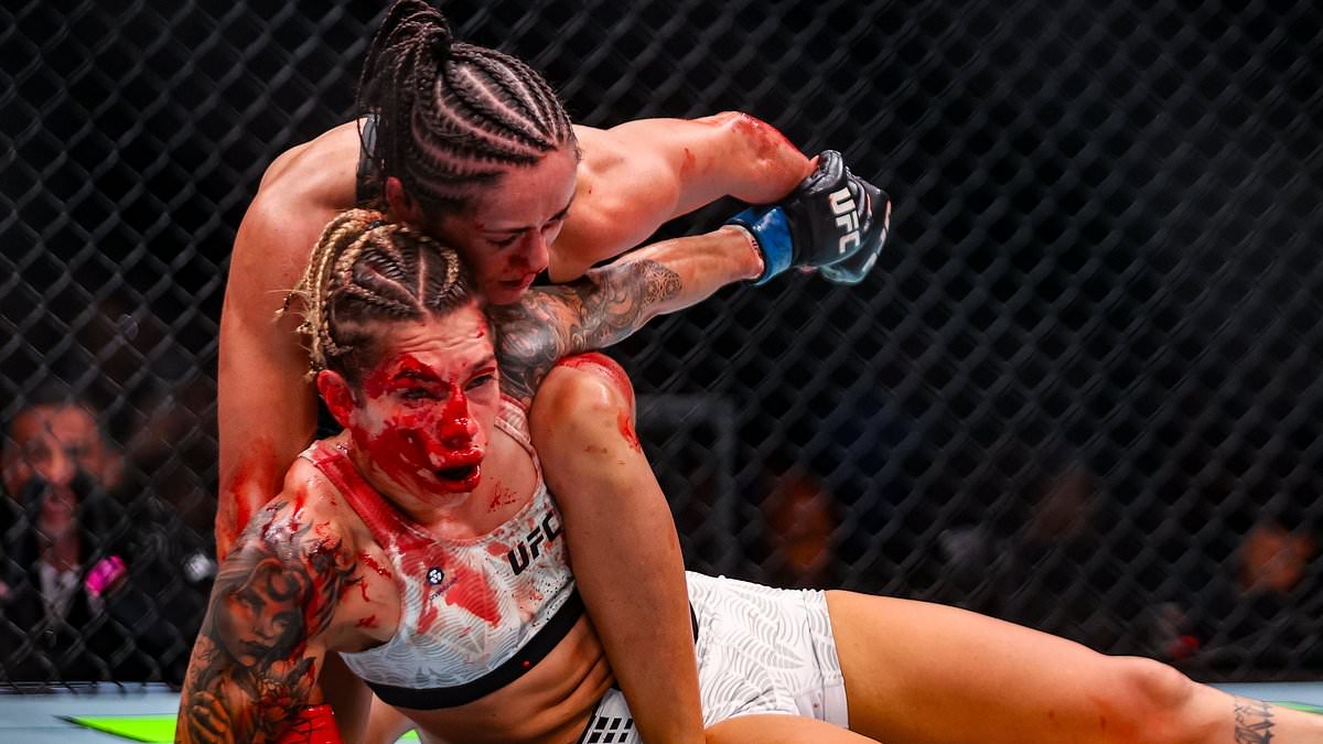 Glamorous UFC fighter is left almost unrecognisable after brutal bloody beating which ended with her being 'put to sleep' 1 5d8e0db1683a010d8075501ce05dbb98f22f805c33b20572c2bb70679d834d9a