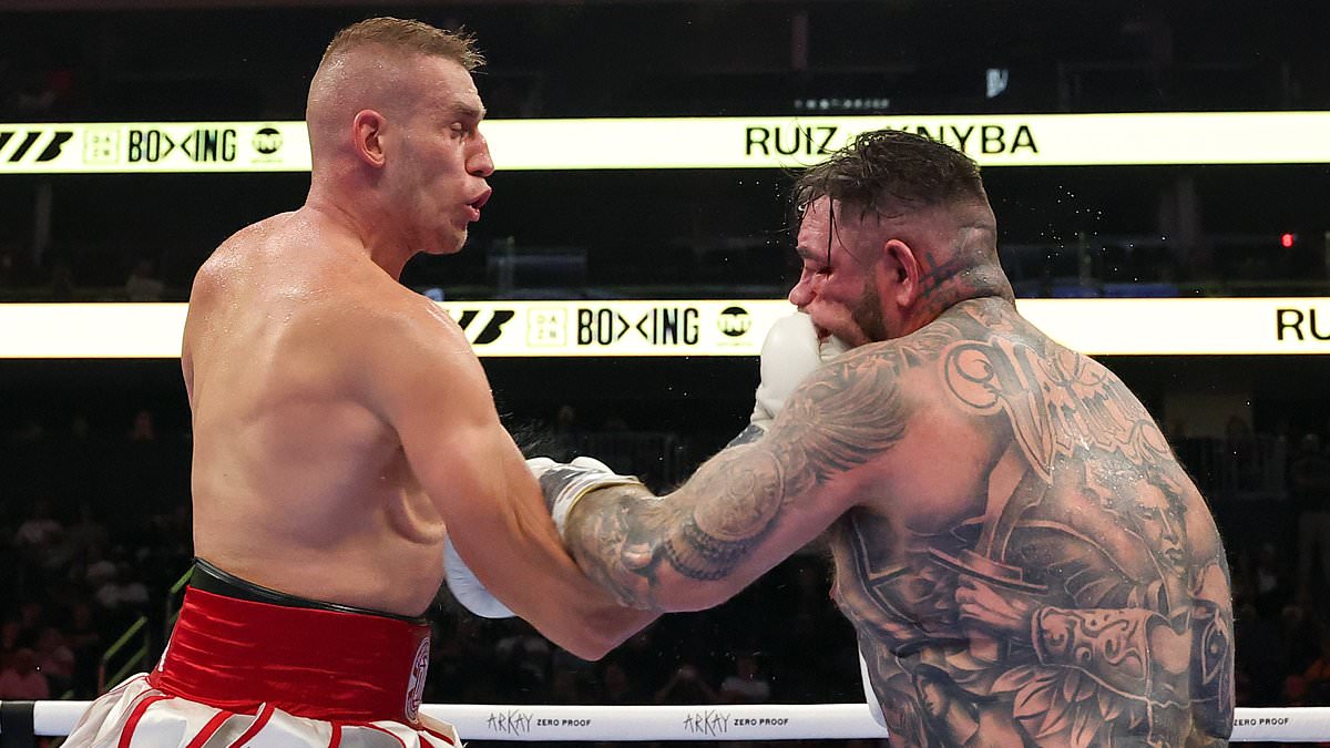Anthony Joshua's conqueror Andy Ruiz is PUMMELLED with punches and brutally beaten on his return to the ring after two years - but incredibly insists he WILL keep fighting 1 7f0534778e852bfebad9a11334727e9e2af714b9f5dbb173f1f5a9fc47520f48