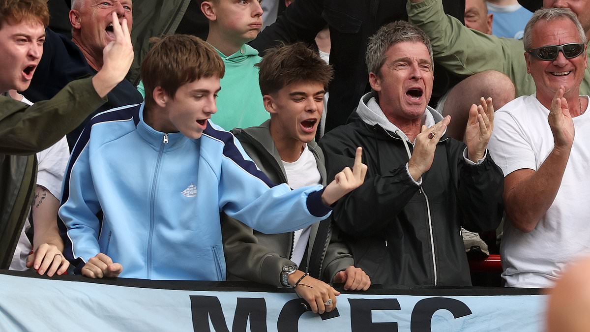 Moment Noel Gallagher's nepo baby son Sonny, 15, puts his middle fingers up at fans after Erling Haaland scores goal during Man City vs Man United match 1 a169528a75b49df6a42fb2c490e5557ae58cef057d38769ec61393e84b6616dd