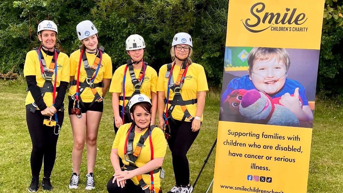 Zipslide challenge raises thousands for Lanarkshire charity Smile 1 ca7c6c021db20f7c2b1e6294f9962f9beb6ff13f83f966c748f2530897399088