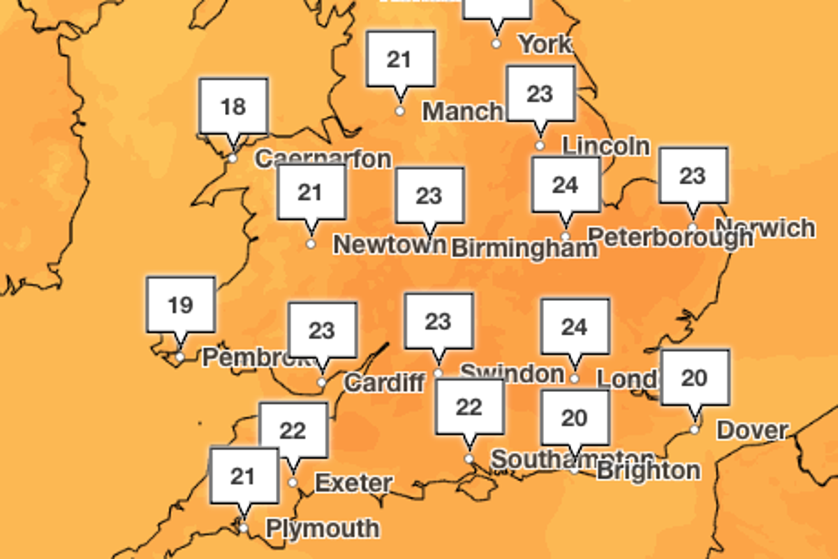 Weather mapped: Where temperatures could hit 24C in final blast of summer sun 1 ee5dab5e3b7a4853884e32e9037cc8ae3d2f413965873051051eb8b2aca3818c