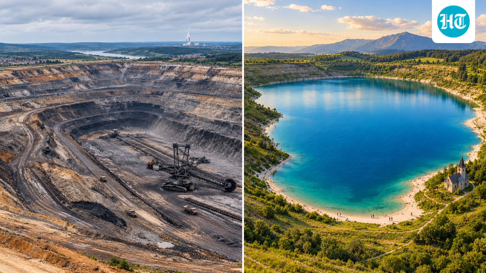 In 2008, Czechs began flooding a coal mine built on a demolished town; by 2014, it became Lake Most, a huge pit lake 1 dc1abf3316ec2f4ddbb33584dd6e8c6b661c4c4b11baf98101c4628b0c2afca6