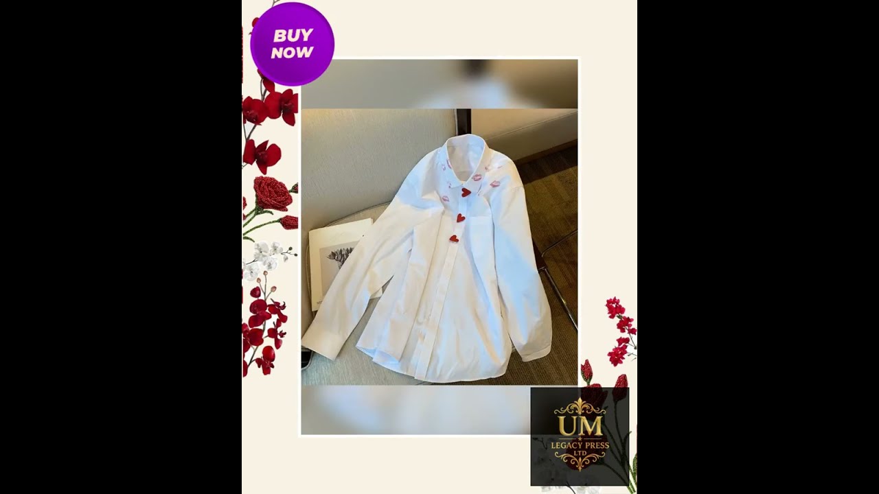 Korean Casual White Long Sleeve Shirt with Heart Print 1 maxresdefault 48