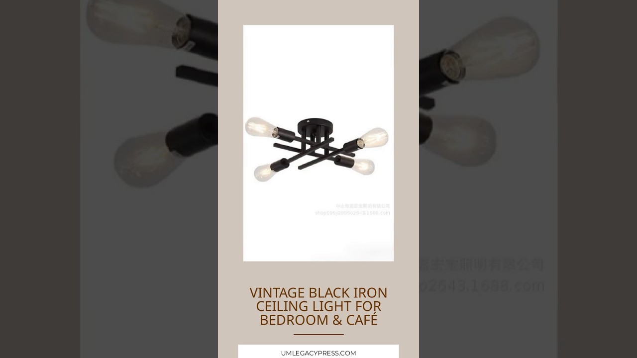 Vintage Black Iron Ceiling Light for Bedroom & Café 1 maxresdefault 676